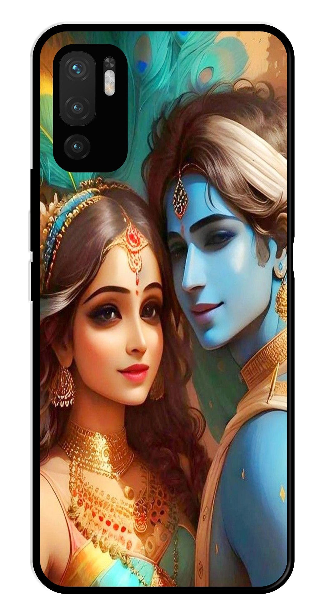 Lord Radha Krishna Metal Mobile Case for Redmi Note 10 5G   (Design No -01)