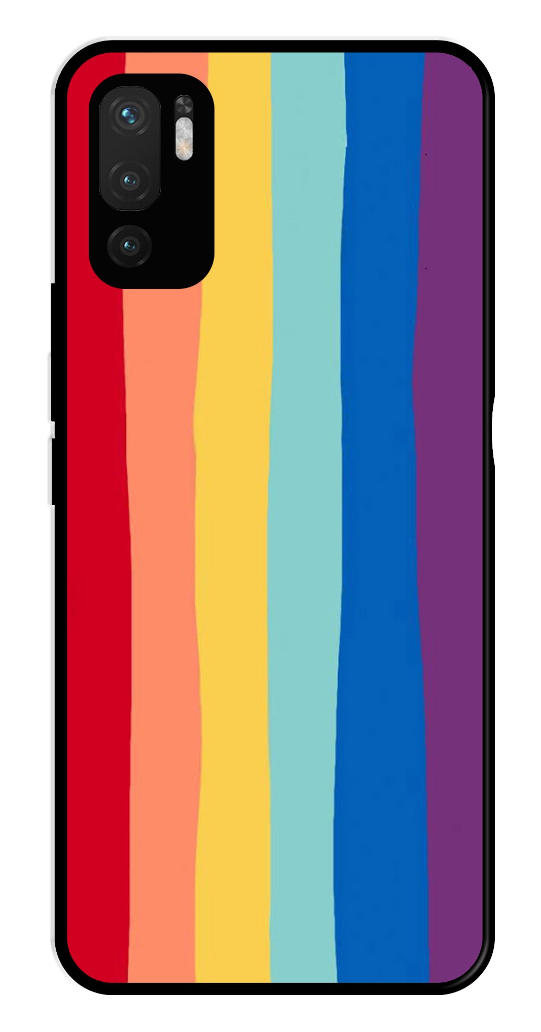 Rainbow MultiColor Metal Mobile Case for Redmi Note 10 5G   (Design No -03)