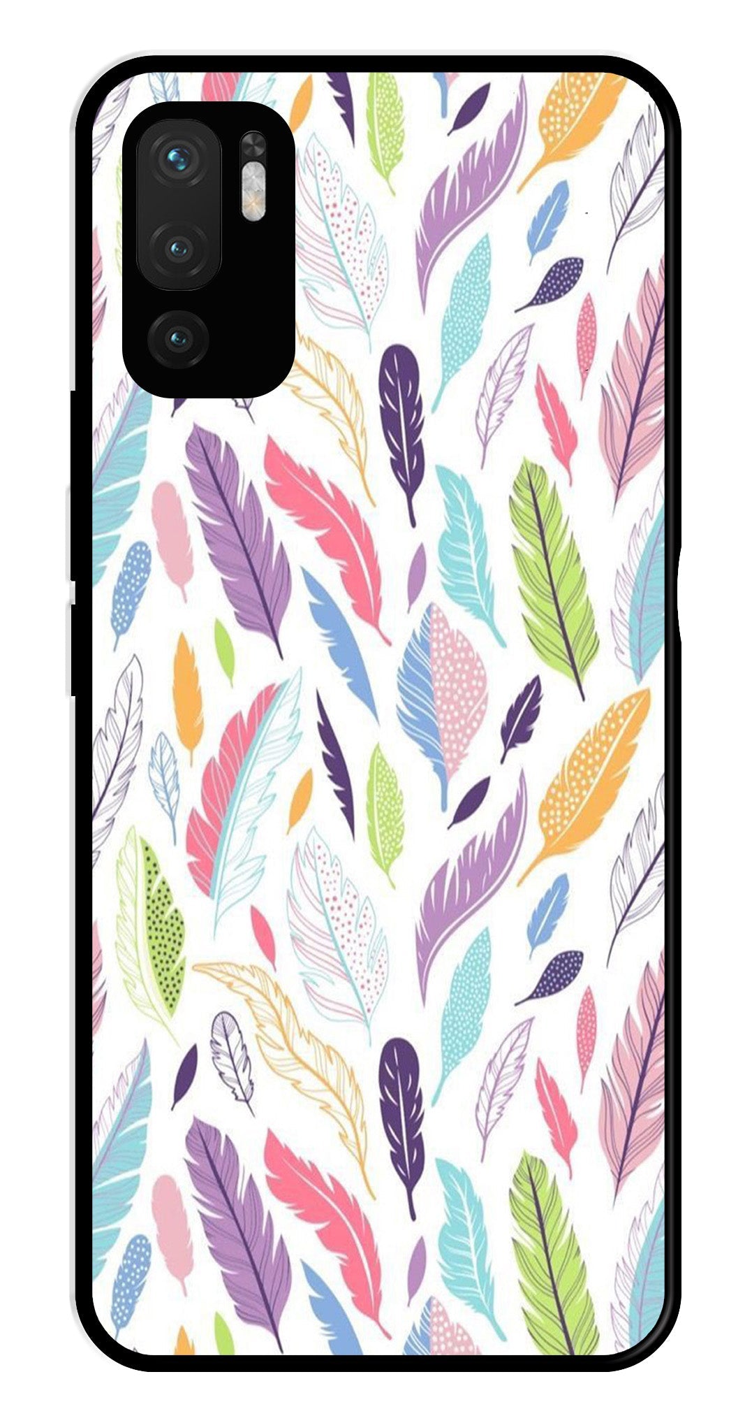 Colorful Feathers Metal Mobile Case for Redmi Note 10 5G   (Design No -06)