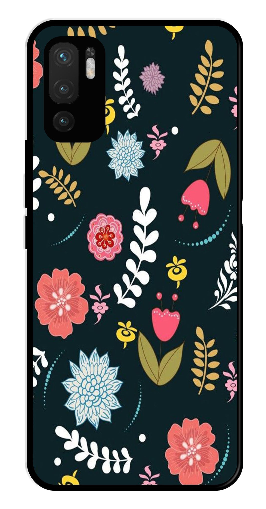 Floral Pattern2 Metal Mobile Case for Redmi Note 10 5G   (Design No -12)