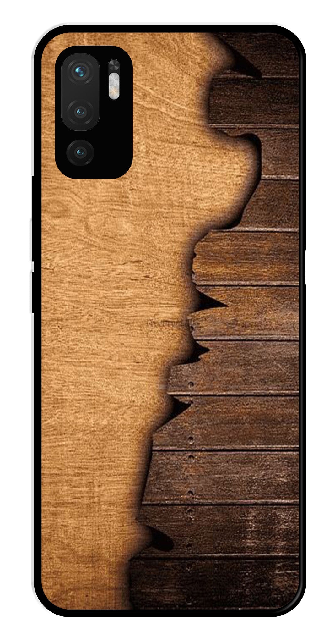 Wooden Design Metal Mobile Case for Redmi Note 10 5G   (Design No -13)