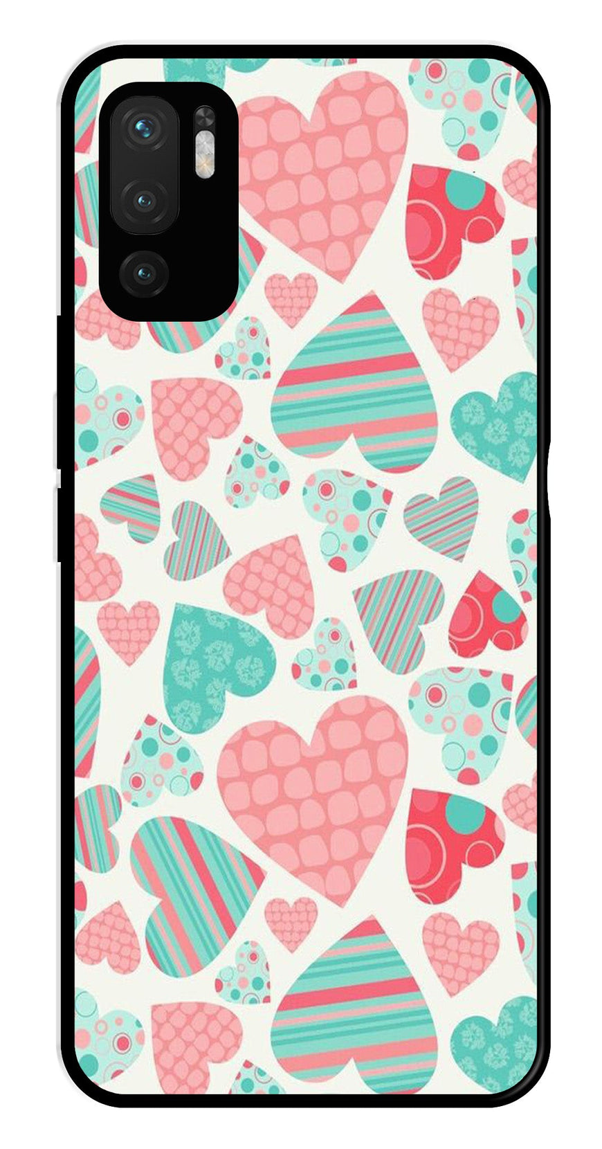 Hearts Pattern Metal Mobile Case for Redmi Note 10 5G   (Design No -22)