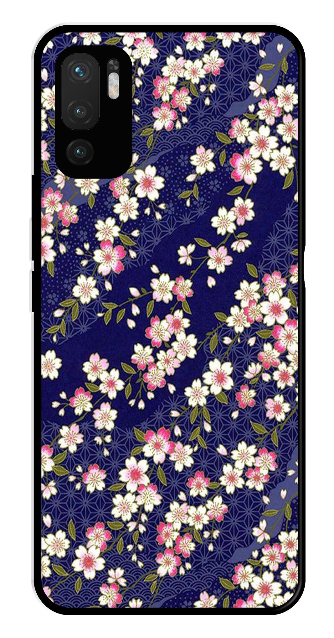 Flower Design Metal Mobile Case for Redmi Note 10 5G   (Design No -25)
