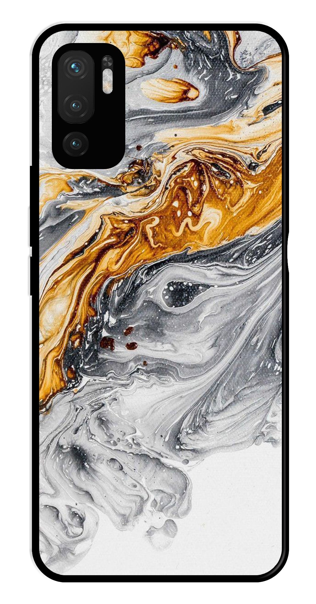 Marble Pattern Metal Mobile Case for Redmi Note 10 5G   (Design No -36)