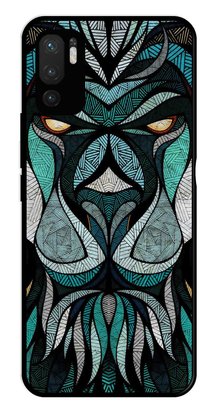 Lion Pattern Metal Mobile Case for Redmi Note 10 5G   (Design No -40)