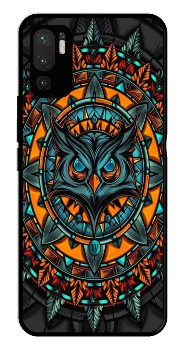 Owl Pattern Metal Mobile Case for Redmi Note 10 5G   (Design No -42)
