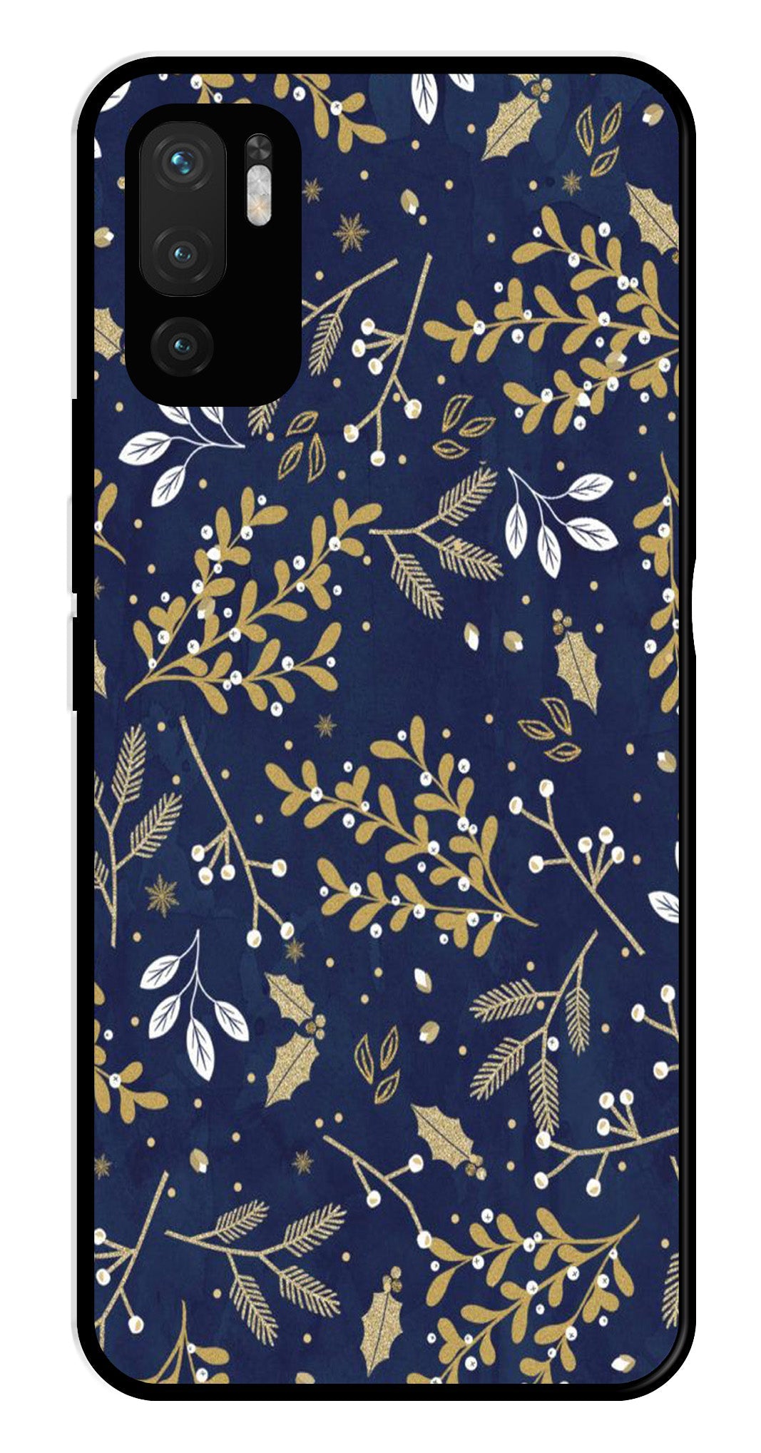 Floral Pattern  Metal Mobile Case for Redmi Note 10 5G   (Design No -52)
