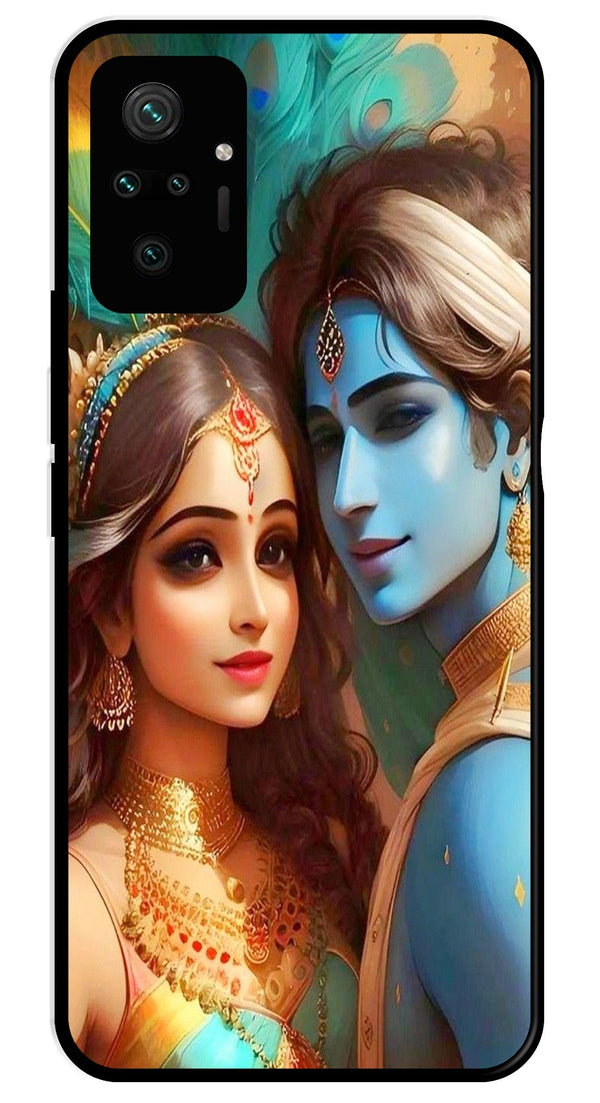 Lord Radha Krishna Metal Mobile Case for Redmi Note 10 Pro   (Design No -01)