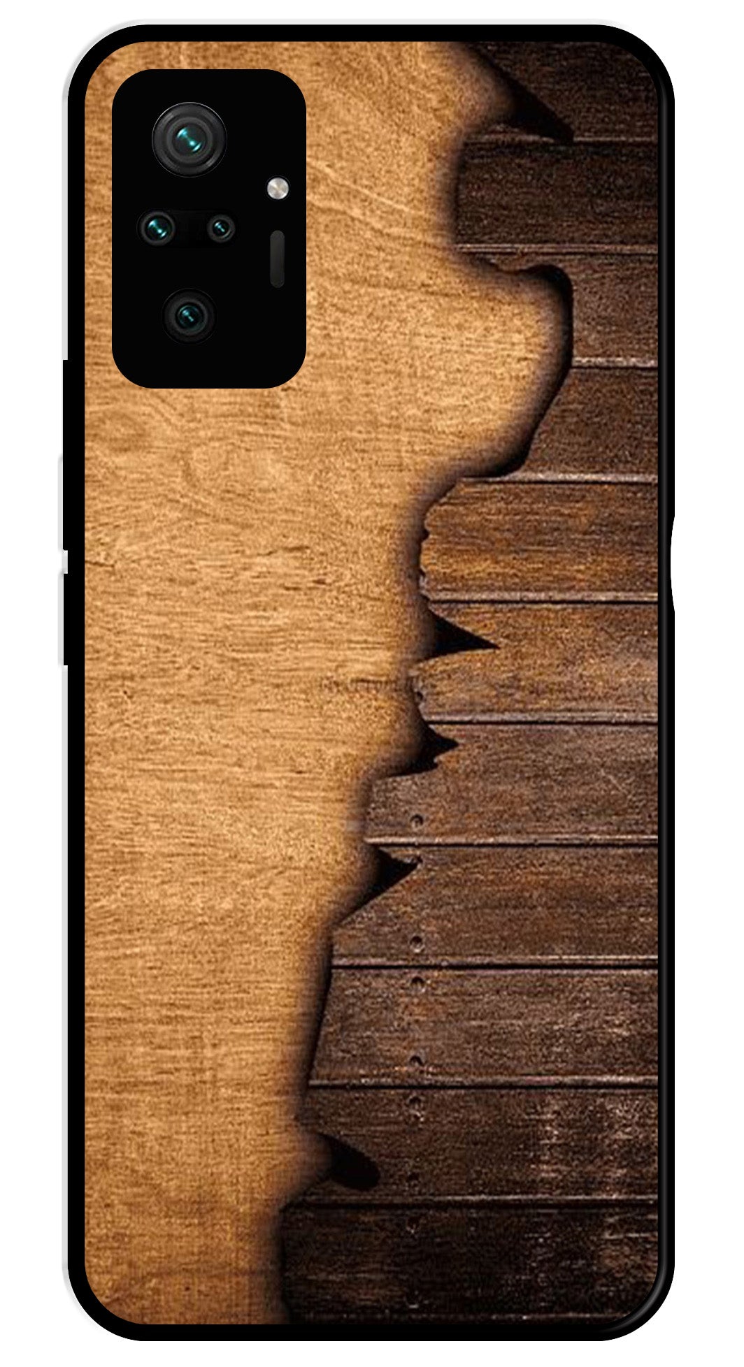 Wooden Design Metal Mobile Case for Redmi Note 10 Pro   (Design No -13)