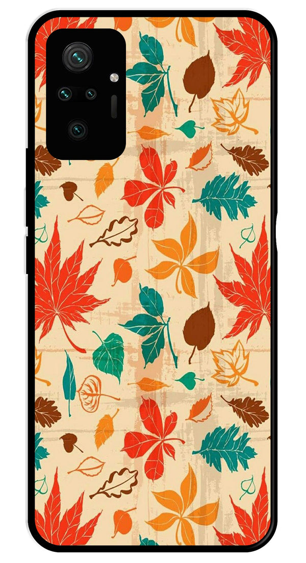 Leafs Design Metal Mobile Case for Redmi Note 10 Pro   (Design No -14)