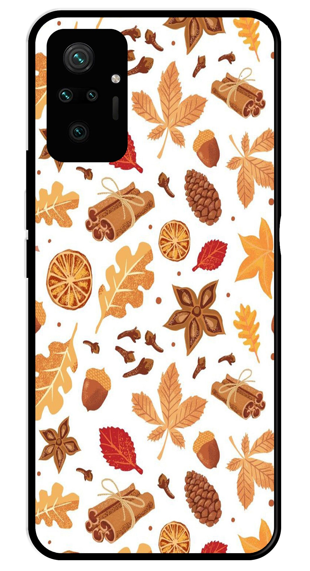 Autumn Leaf Metal Mobile Case for Redmi Note 10 Pro   (Design No -19)