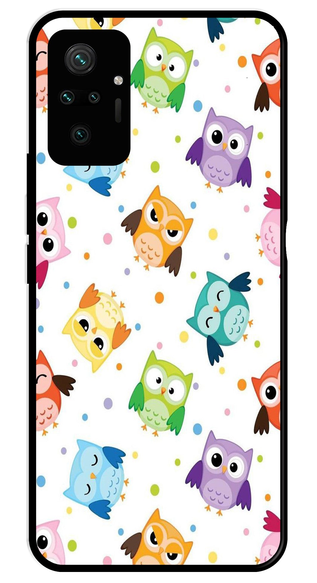 Owls Pattern Metal Mobile Case for Redmi Note 10 Pro   (Design No -20)