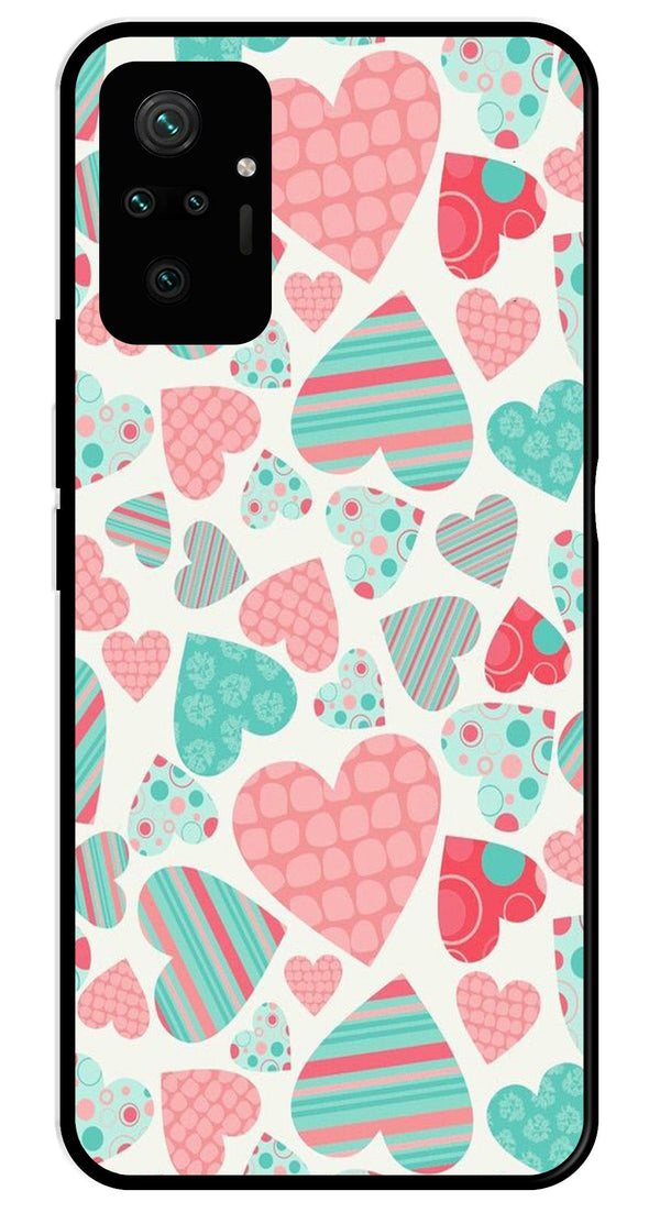Hearts Pattern Metal Mobile Case for Redmi Note 10 Pro   (Design No -22)