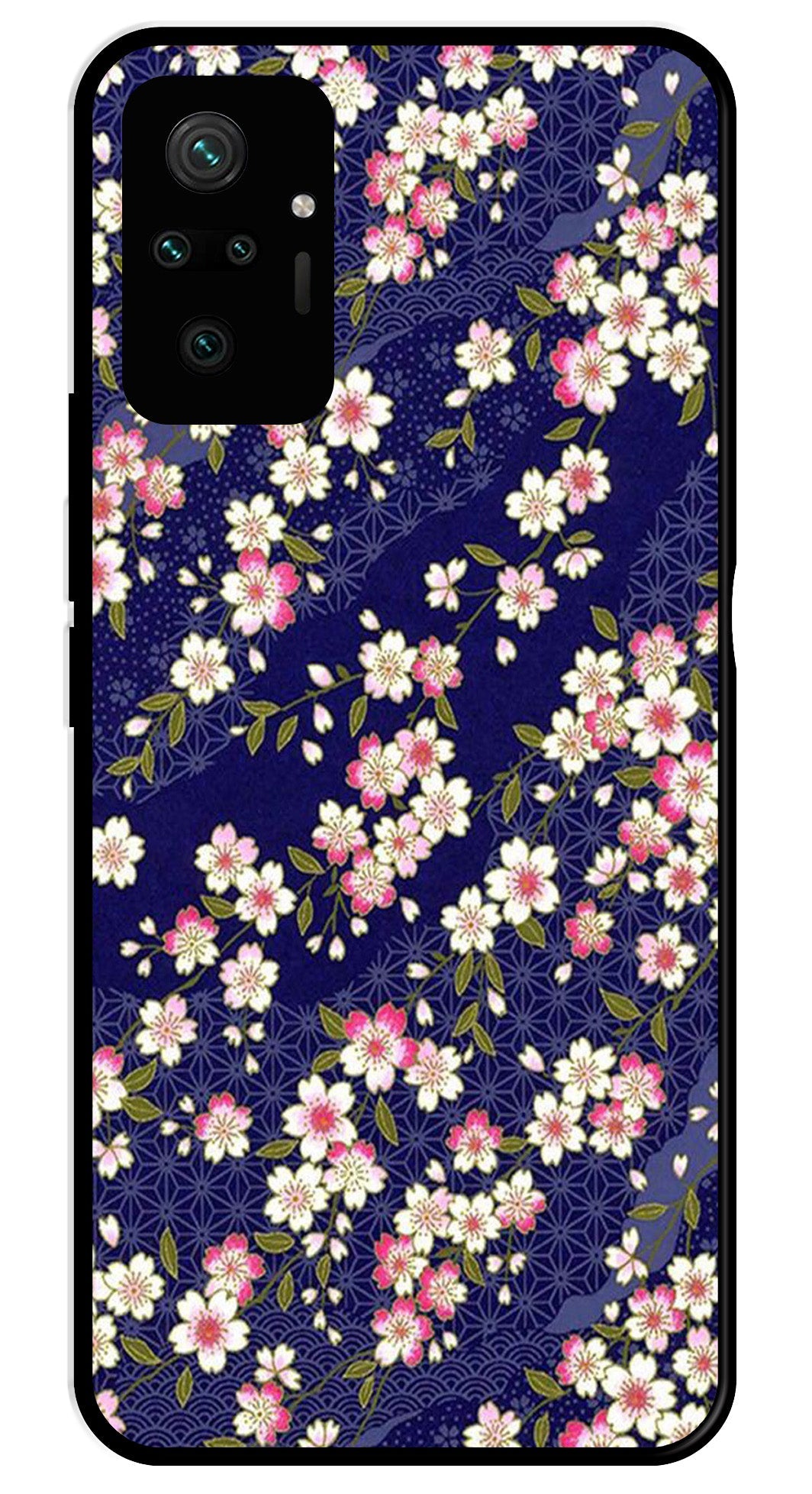 Flower Design Metal Mobile Case for Redmi Note 10 Pro   (Design No -25)