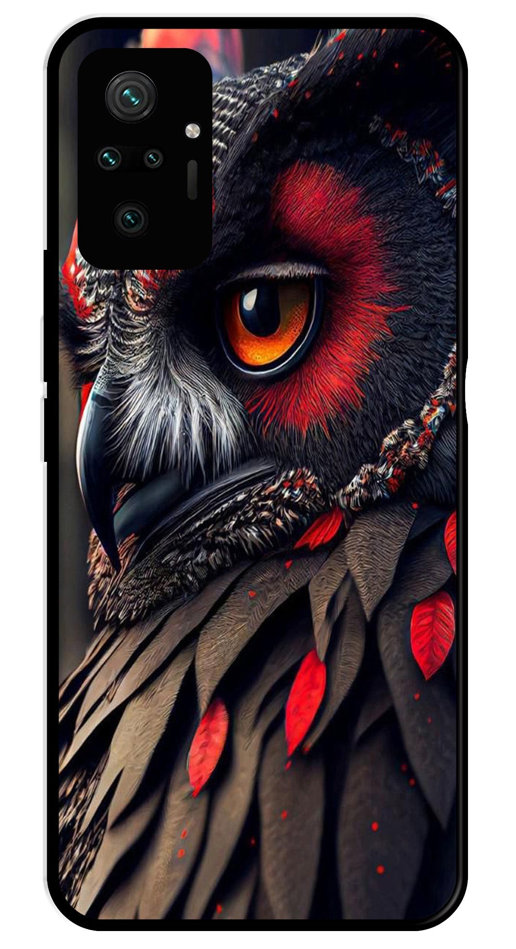 Owl Design Metal Mobile Case for Redmi Note 10 Pro   (Design No -26)