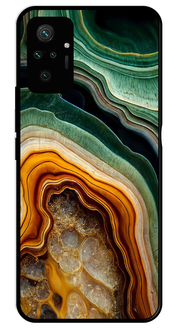 Marble Design Metal Mobile Case for Redmi Note 10 Pro   (Design No -28)