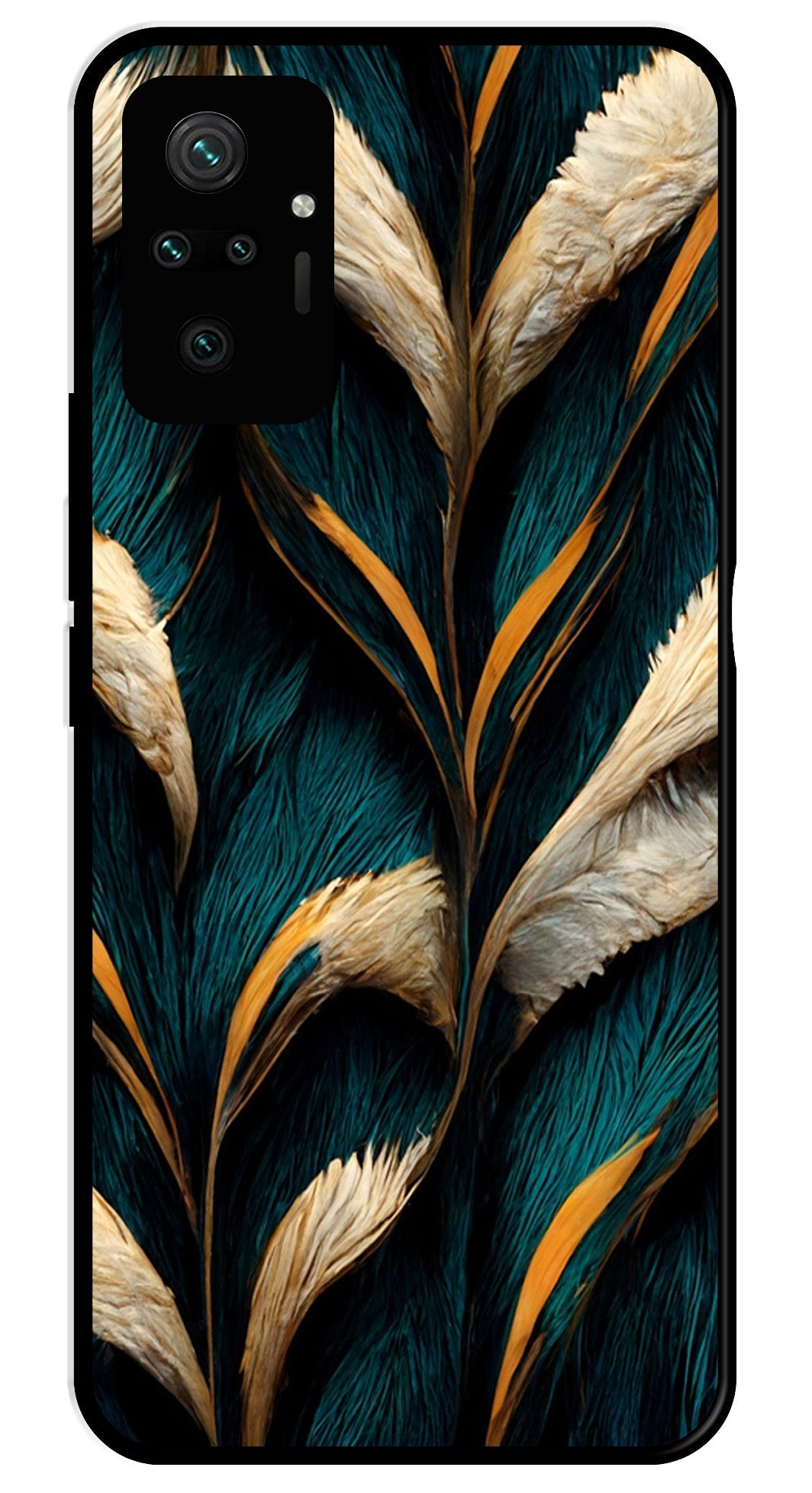 Feathers Metal Mobile Case for Redmi Note 10 Pro   (Design No -30)