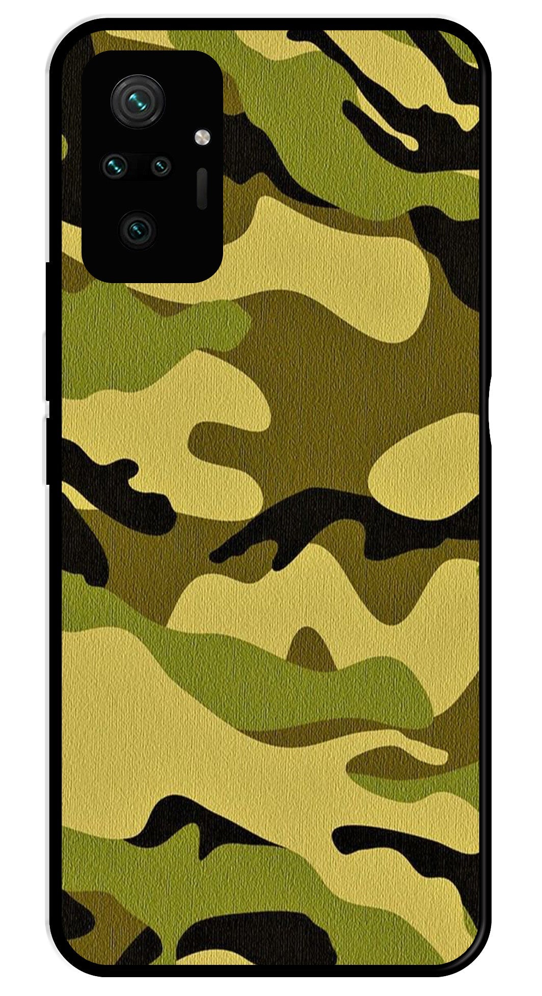 Army Pattern Metal Mobile Case for Redmi Note 10 Pro   (Design No -35)