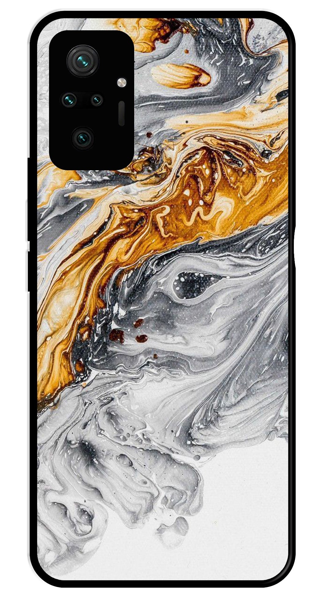 Marble Pattern Metal Mobile Case for Redmi Note 10 Pro   (Design No -36)