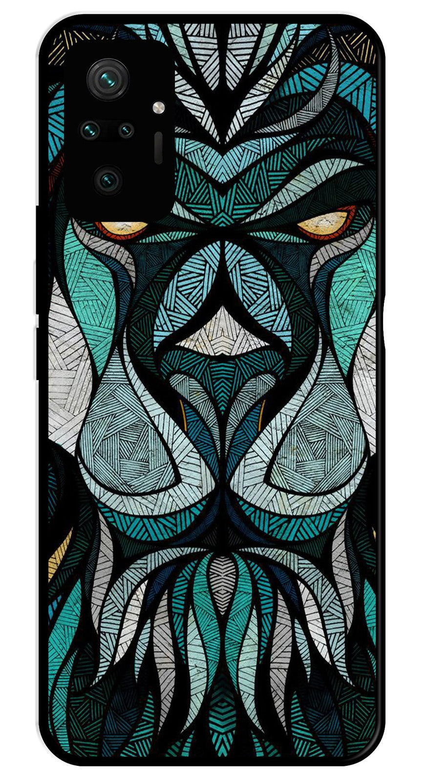 Lion Pattern Metal Mobile Case for Redmi Note 10 Pro   (Design No -40)