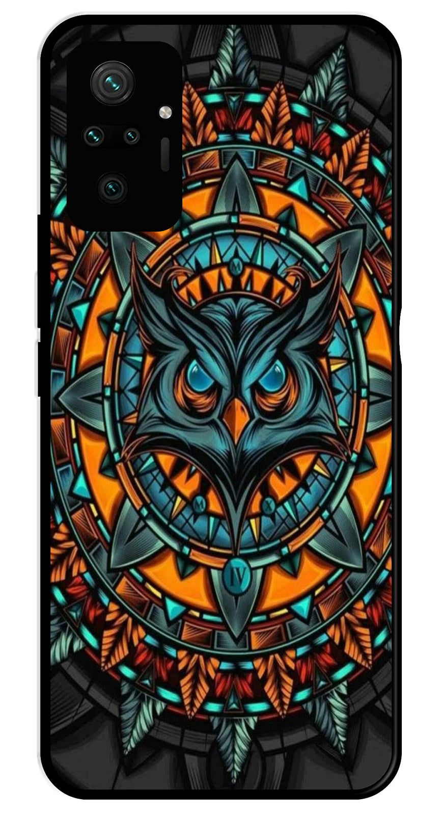 Owl Pattern Metal Mobile Case for Redmi Note 10 Pro   (Design No -42)