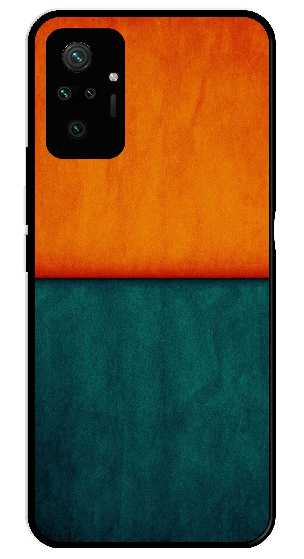 Orange Green Pattern Metal Mobile Case for Redmi Note 10 Pro   (Design No -45)