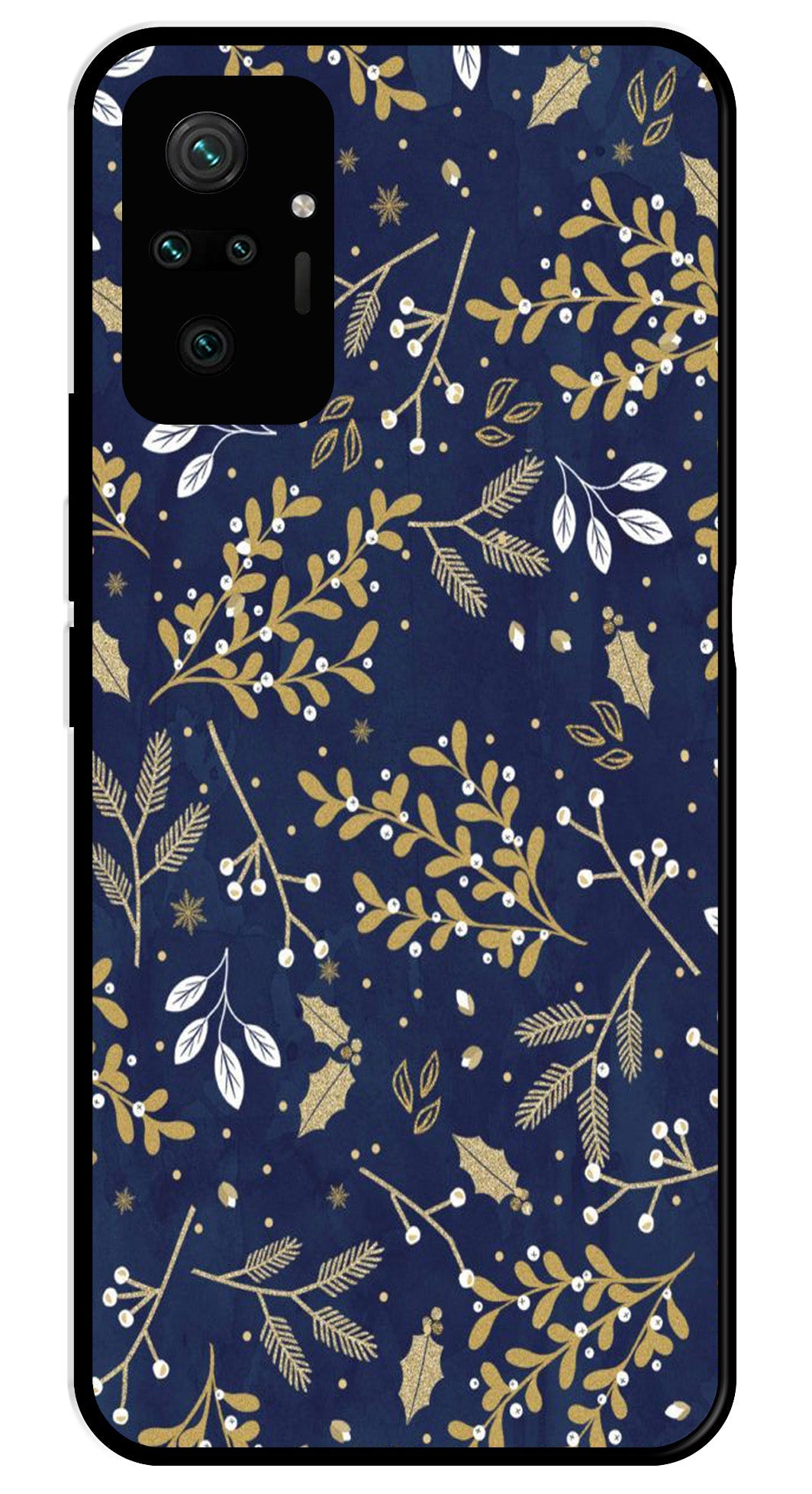 Floral Pattern  Metal Mobile Case for Redmi Note 10 Pro   (Design No -52)