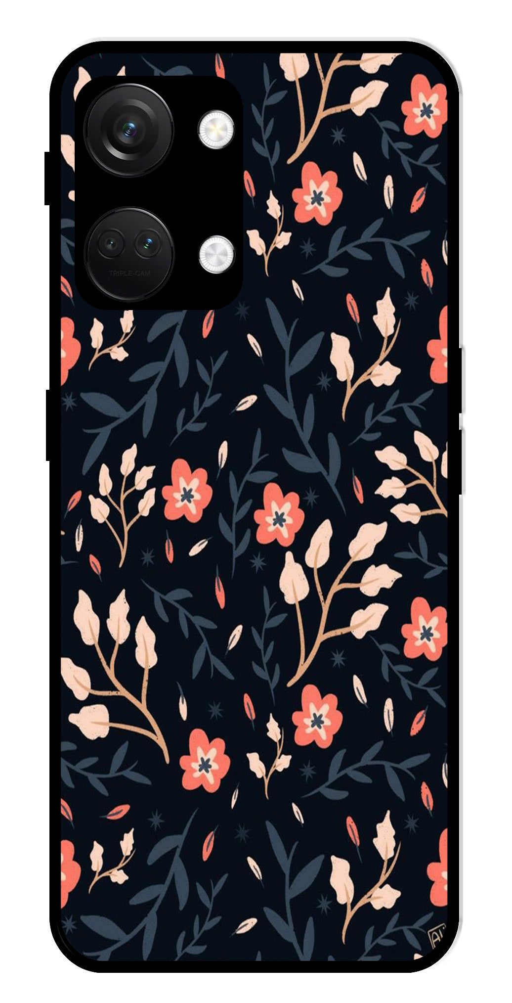 Floral Pattern Metal Mobile Case for OnePlus Nord 3 5G