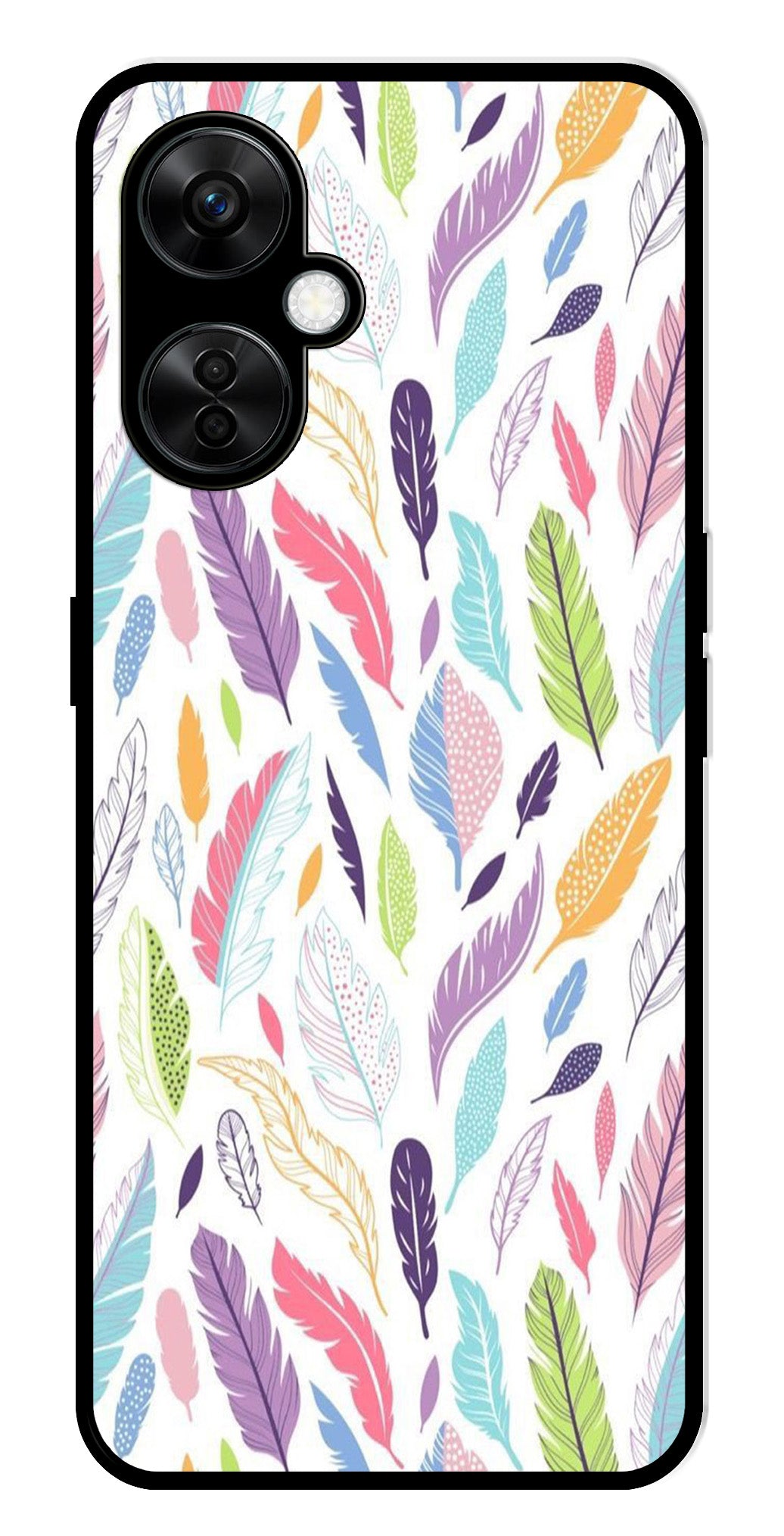 Colorful Feathers Metal Mobile Case for OnePlus Nord CE 3 Lite 5G