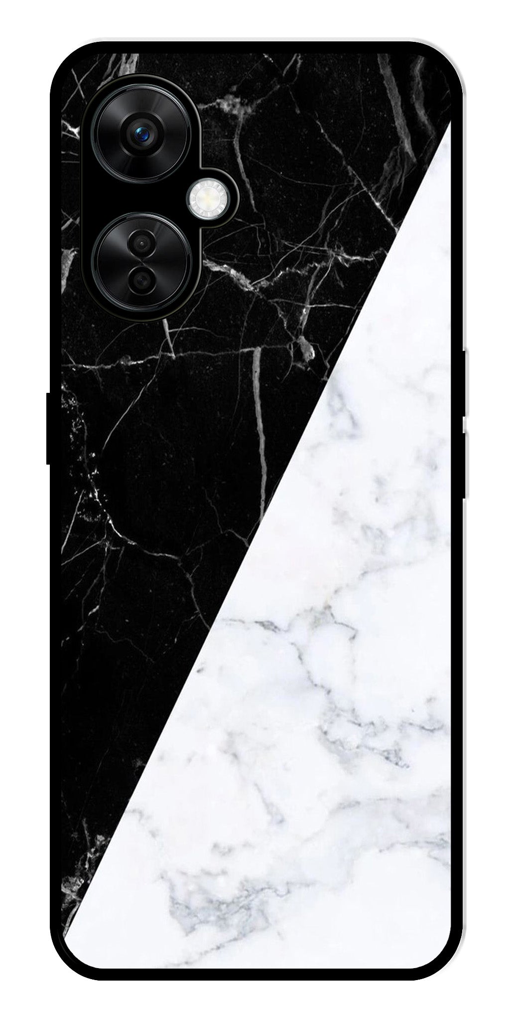 Black White Marble Design Metal Mobile Case for OnePlus Nord CE 3 Lite 5G