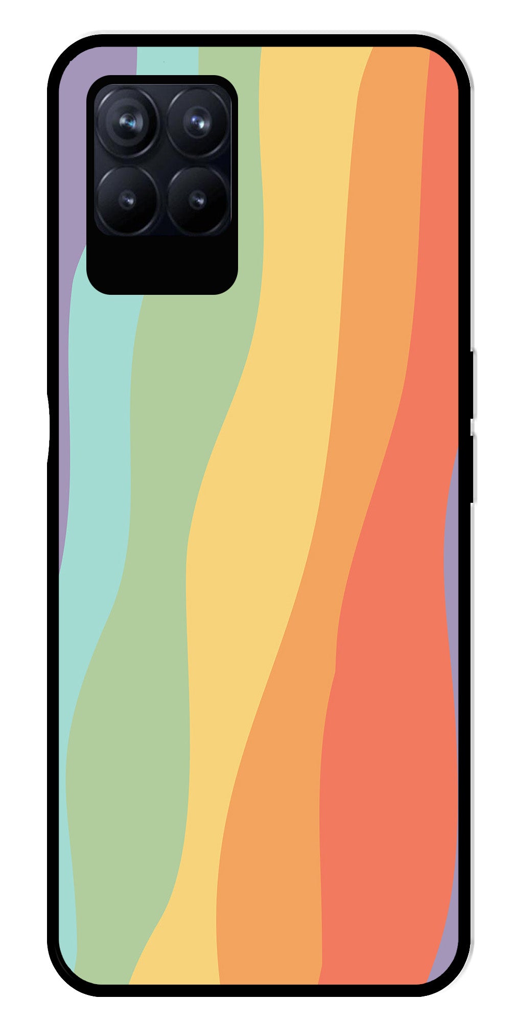 Muted Rainbow Metal Mobile Case for Realme Narzo 50   (Design No -02)