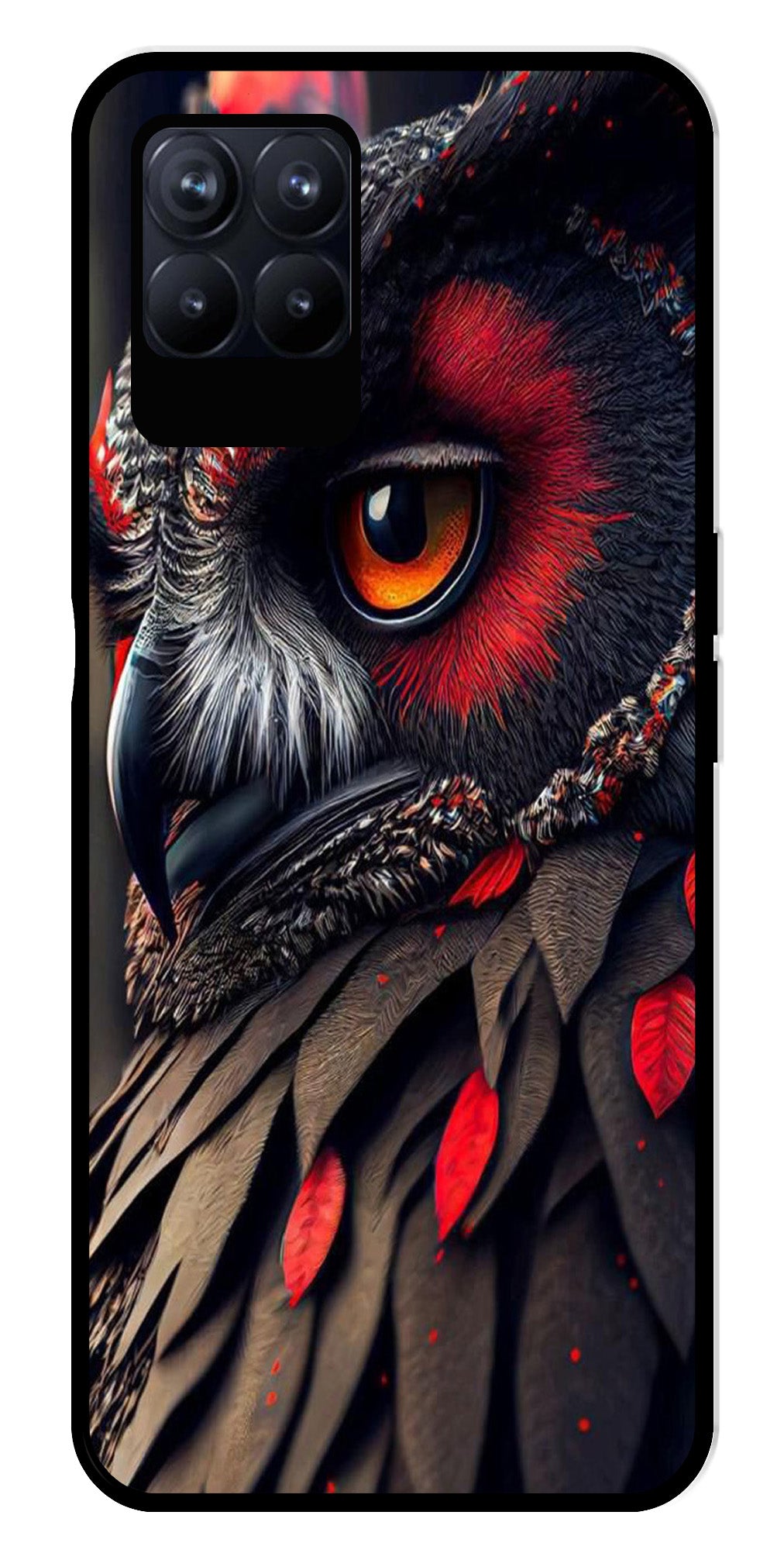 Owl Design Metal Mobile Case for Realme Narzo 50   (Design No -26)
