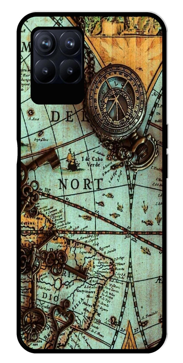 Map Design Metal Mobile Case for Realme Narzo 50 50   (Design No -54)