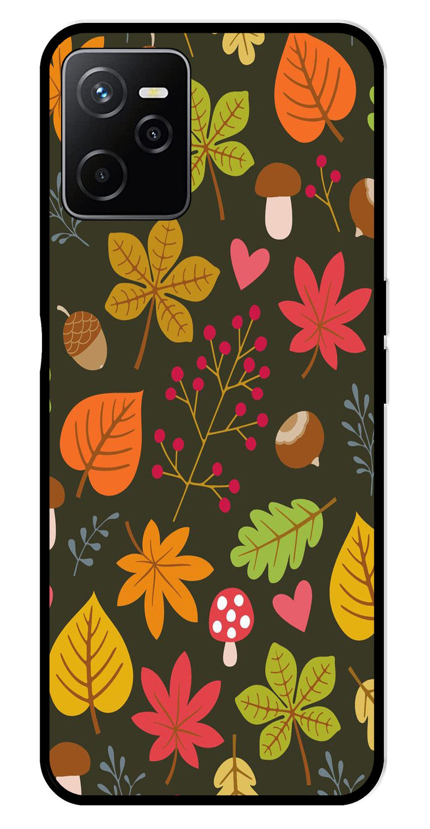 Leaves Design Metal Mobile Case for Realme Narzo 50A   (Design No -51)