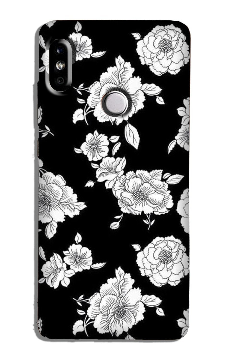 White flowers Black Background Case for Xiaomi Redmi 7