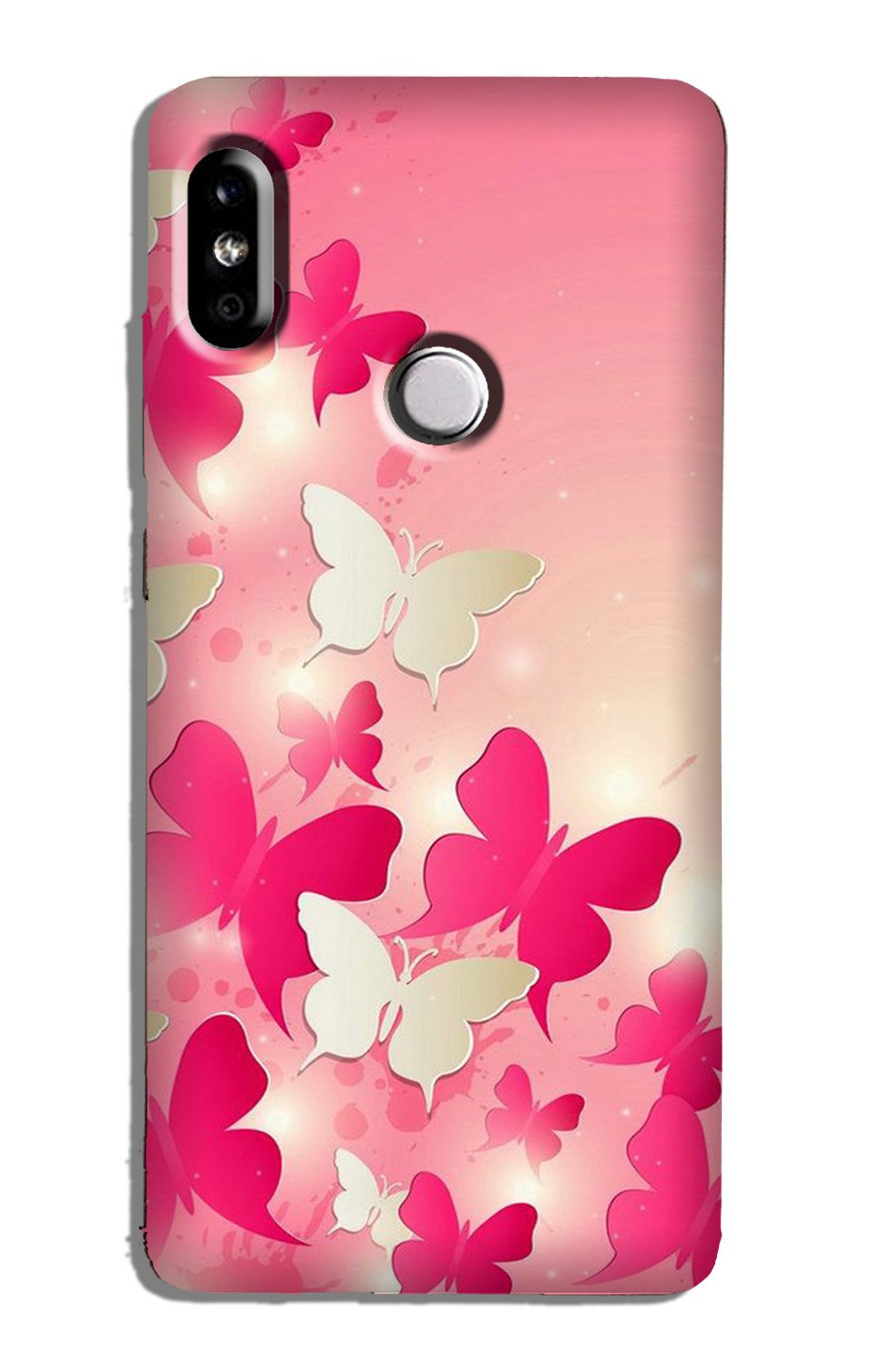 White Pick Butterflies Case for Xiaomi Redmi Note 7/Note 7 Pro