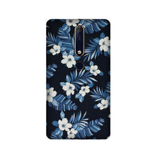 White flowers Blue Background2 Mobile Back Case for Nokia 6.1 2018 (Design - 15)