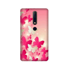White Pick Butterflies Mobile Back Case for Nokia 6.1 2018 (Design - 28)