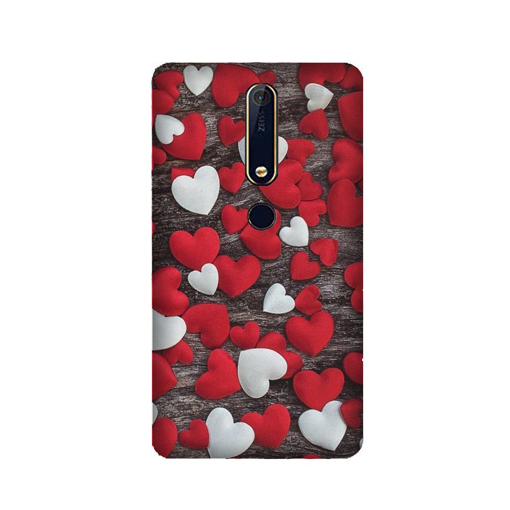 Red White Hearts Case for Nokia 6.1 (2018)  (Design - 105)