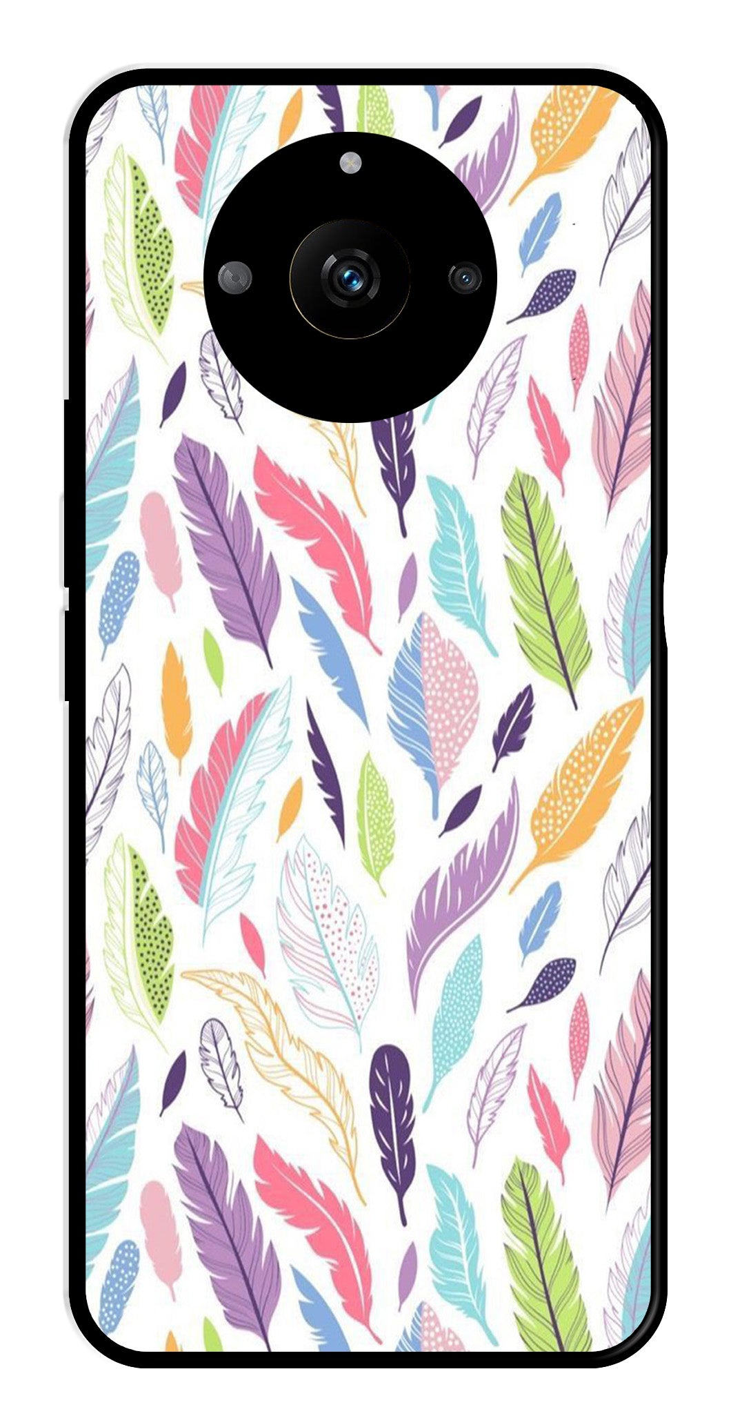 Colorful Feathers Metal Mobile Case for Realme Narzo 60 5G   (Design No -06)