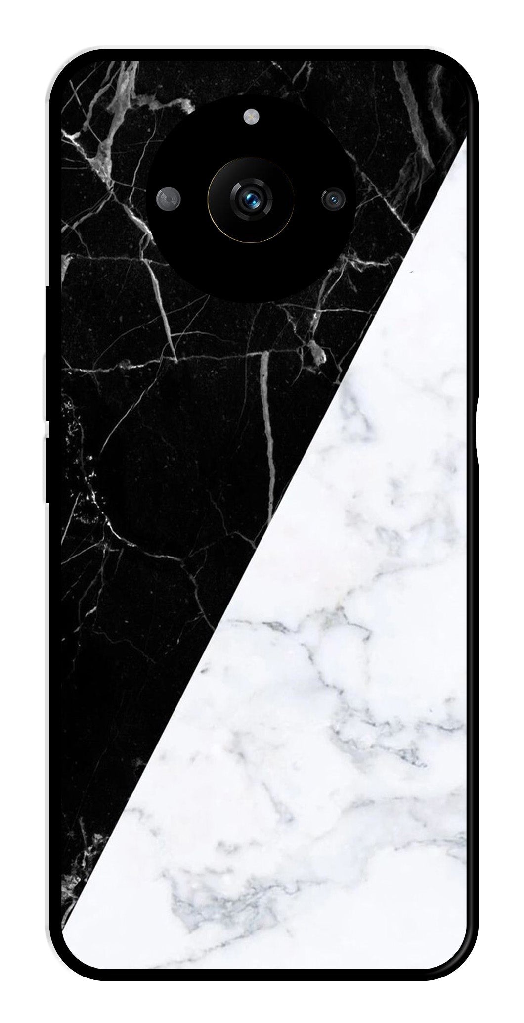 Black White Marble Design Metal Mobile Case for Realme Narzo 60 5G   (Design No -09)