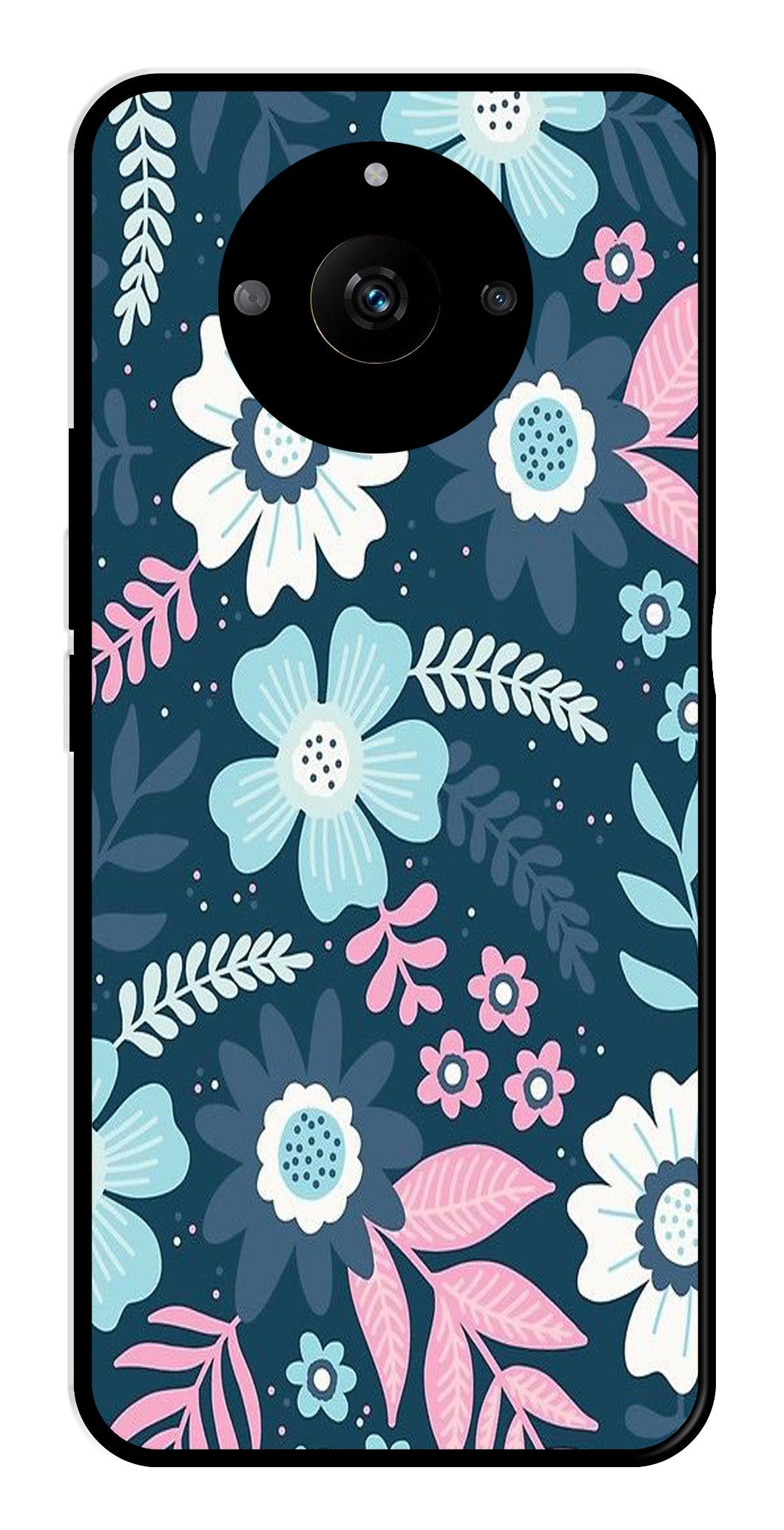 Flower Leaves Design Metal Mobile Case for Realme Narzo 60 5G   (Design No -50)