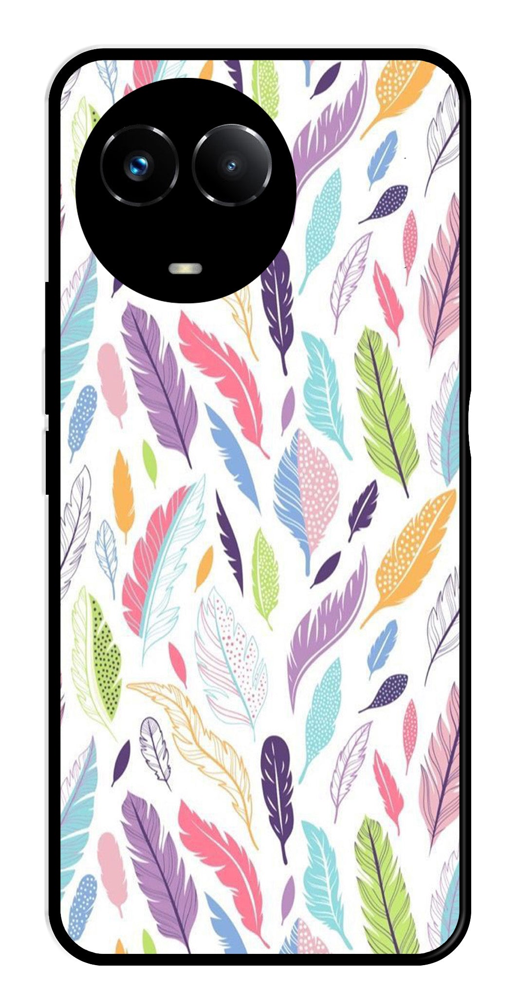 Colorful Feathers Metal Mobile Case for Realme Narzo 60X 5G   (Design No -06)