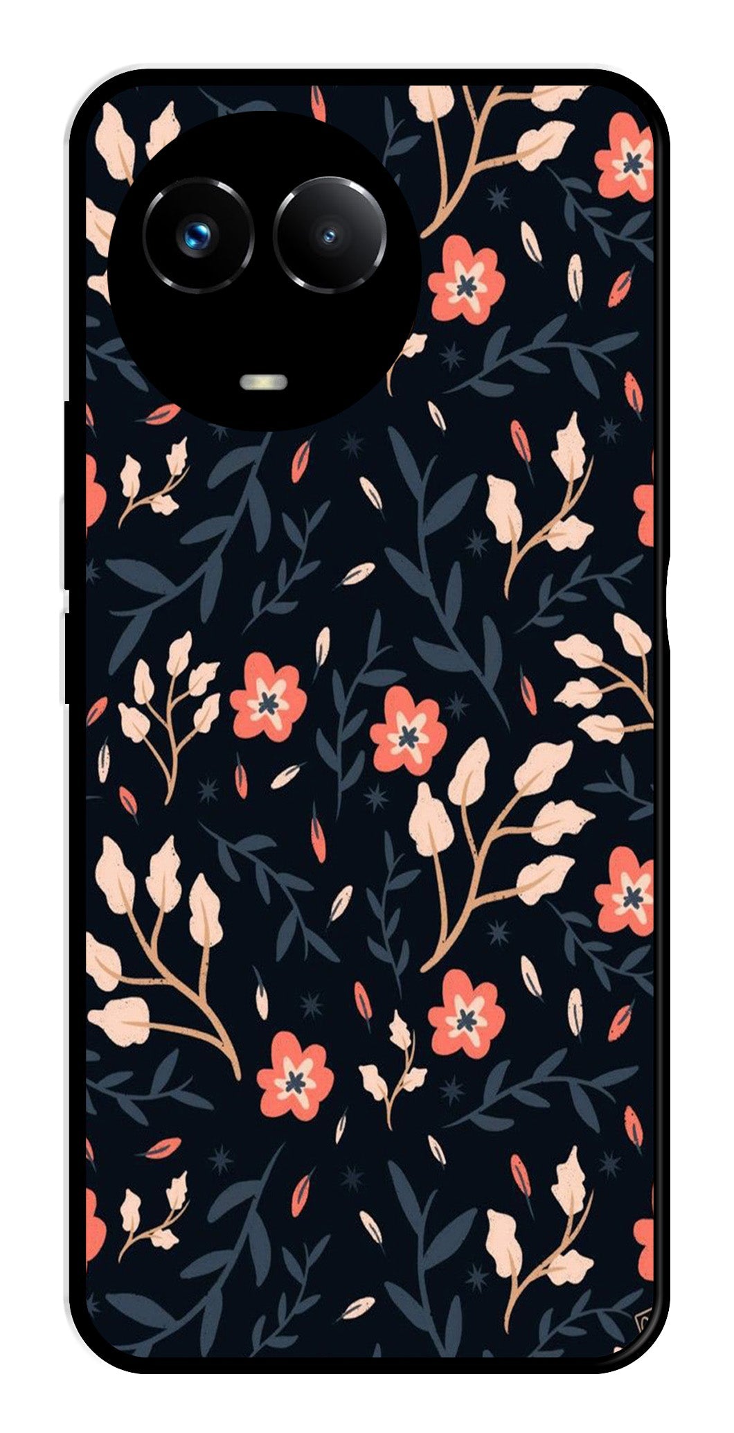 Floral Pattern Metal Mobile Case for Realme Narzo 60X 5G   (Design No -10)