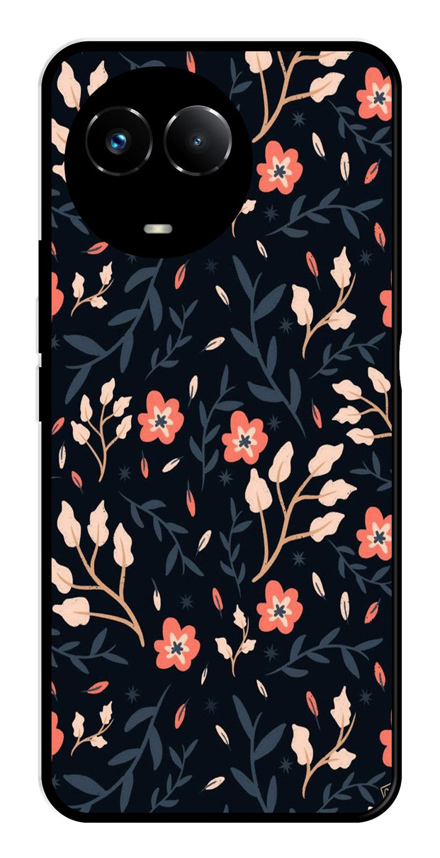 Floral Pattern Metal Mobile Case for Realme Narzo 60X 5G   (Design No -10)