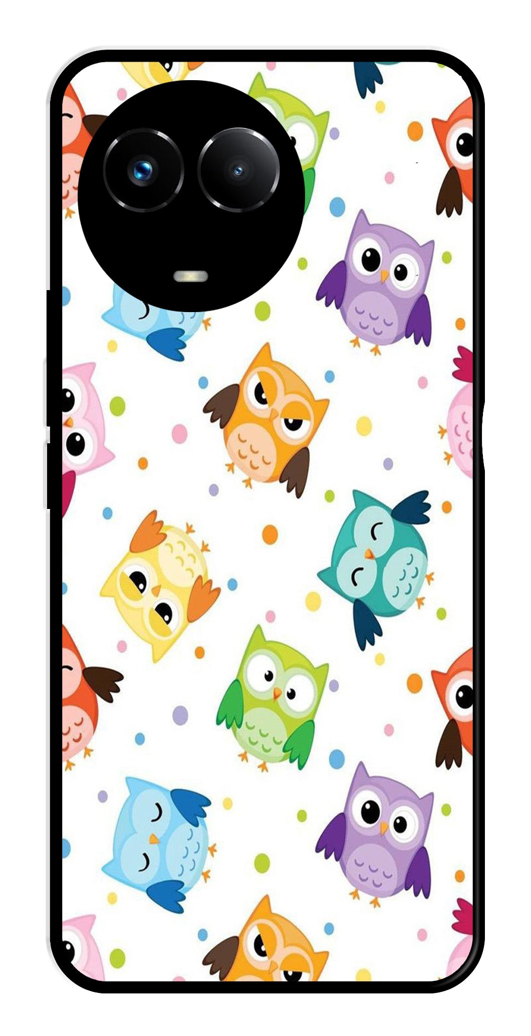 Owls Pattern Metal Mobile Case for Realme Narzo 60X 5G   (Design No -20)