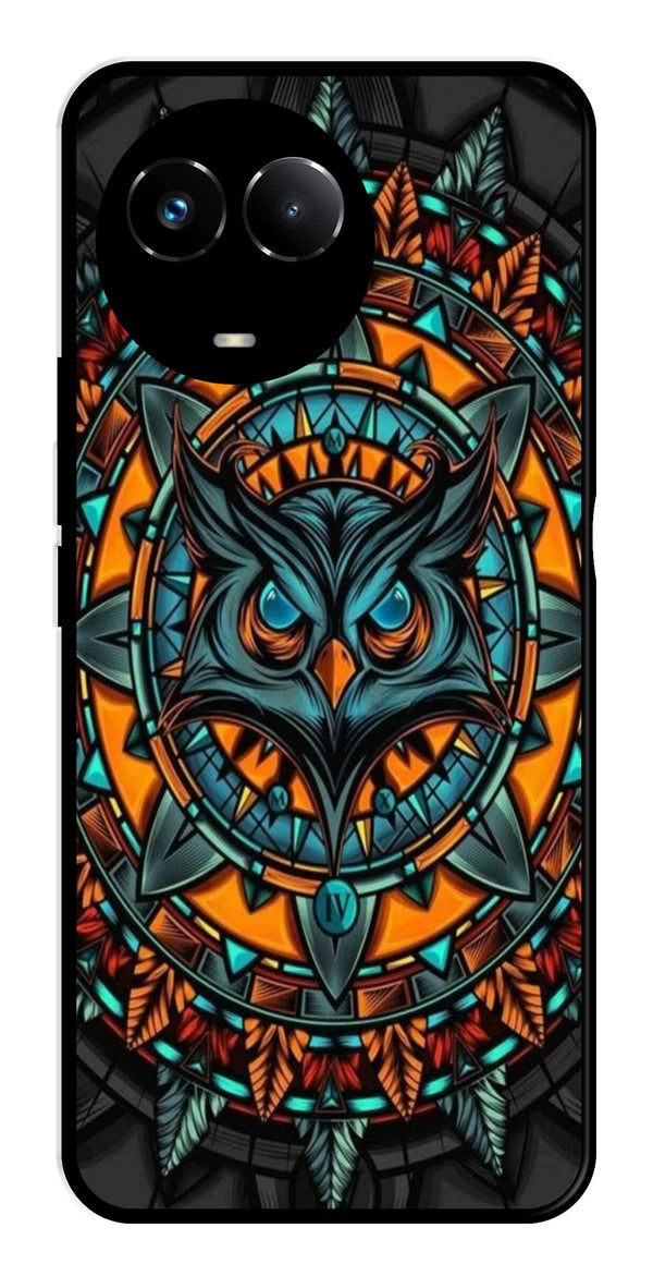 Owl Pattern Metal Mobile Case for Realme Narzo 60X 5G   (Design No -42)