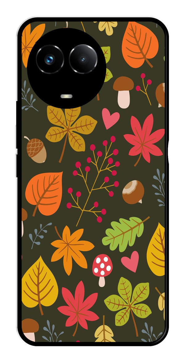 Leaves Design Metal Mobile Case for Realme Narzo 60X 5G   (Design No -51)