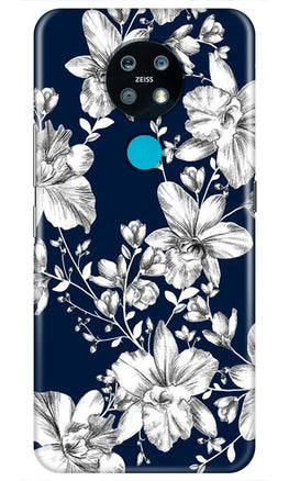 White flowers Blue Background Case for Nokia 7.2