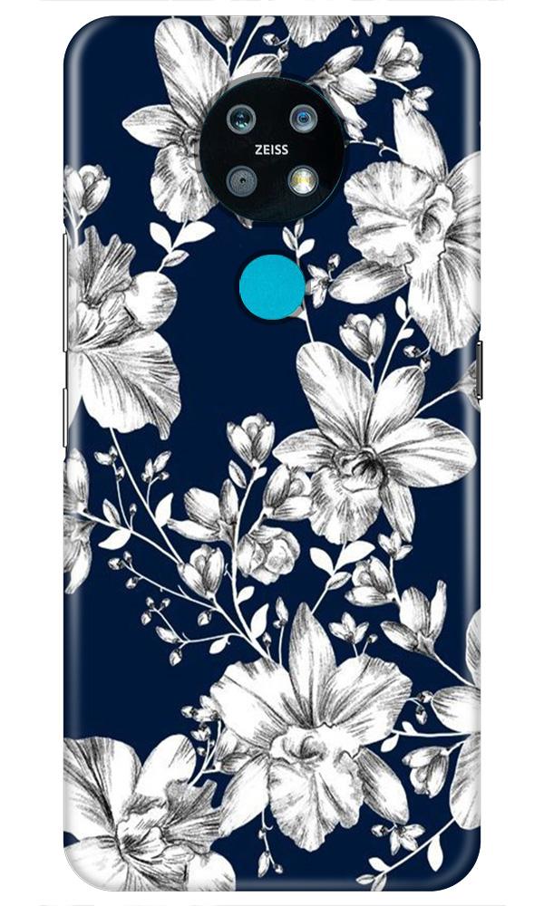 White flowers Blue Background Case for Nokia 6.2